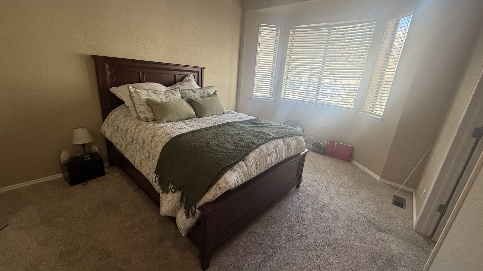 Hardwood bed frame with mattress and box spring included!