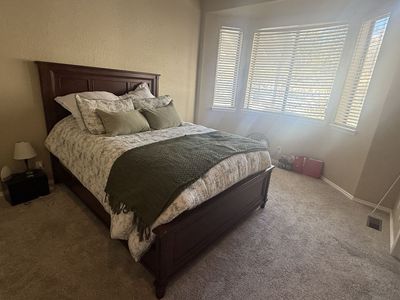 Hardwood bed frame with mattress and box spring included!