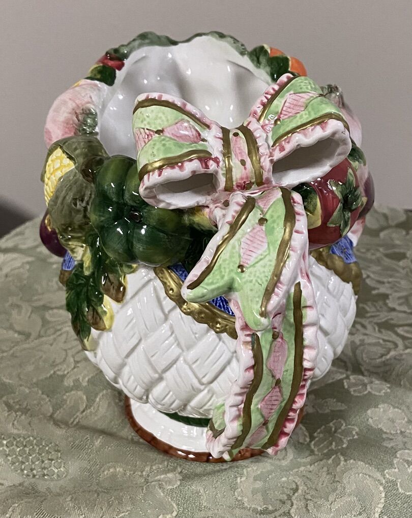 2 Lovely ceramic fruit painted pitchers