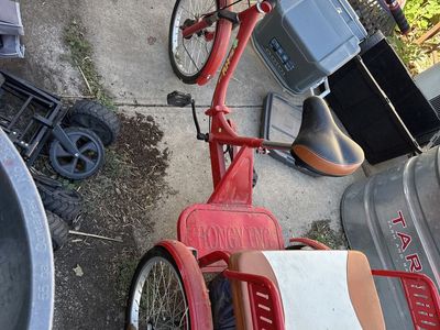Red Tricycle with Front Basket and Rear seat