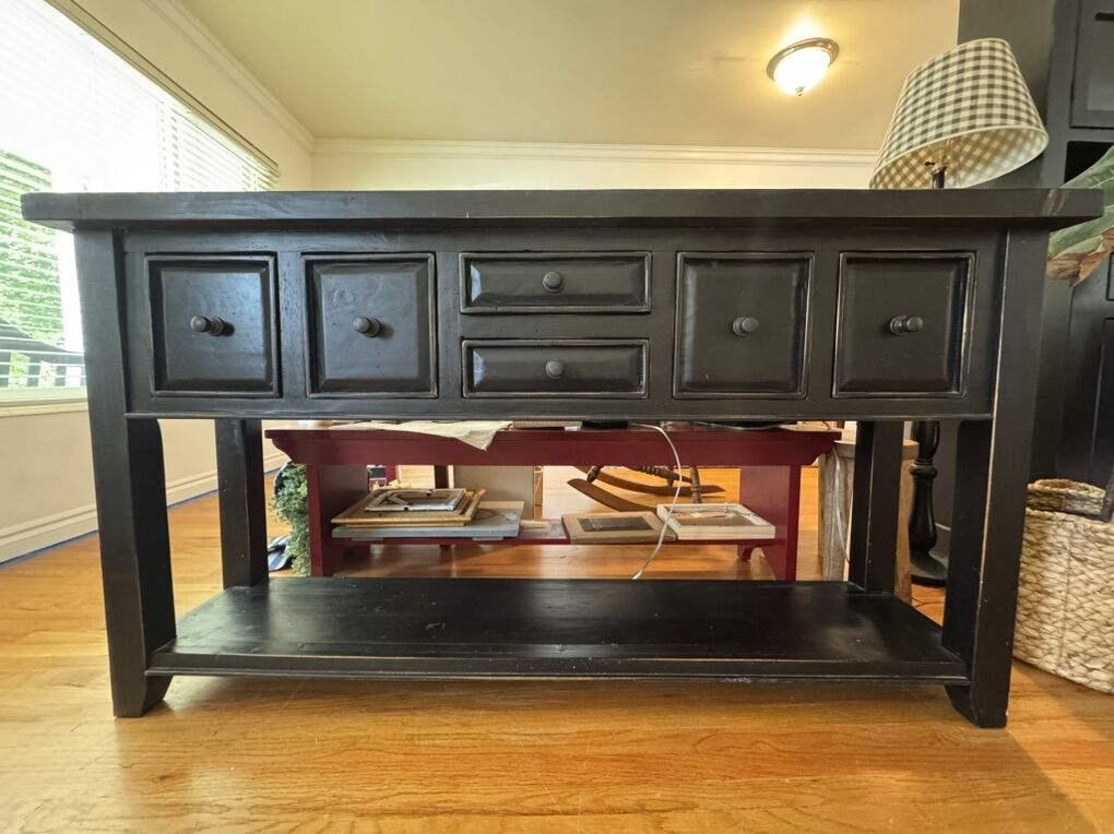 Solid Wood Black Credenza/Buffet/Sofa Table