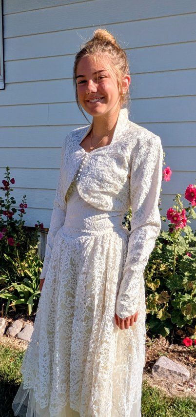 Vintage Lace Wedding Dress with Matching Jacket 1950 era ,size 4