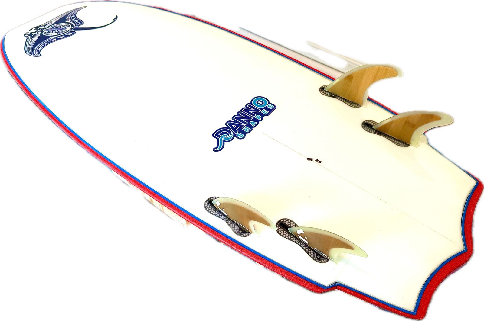 New DannO Shapes 4' 7.5" Bat-Wing Wake Surfboard with FCS-2 Fin System, Full EVA Traction