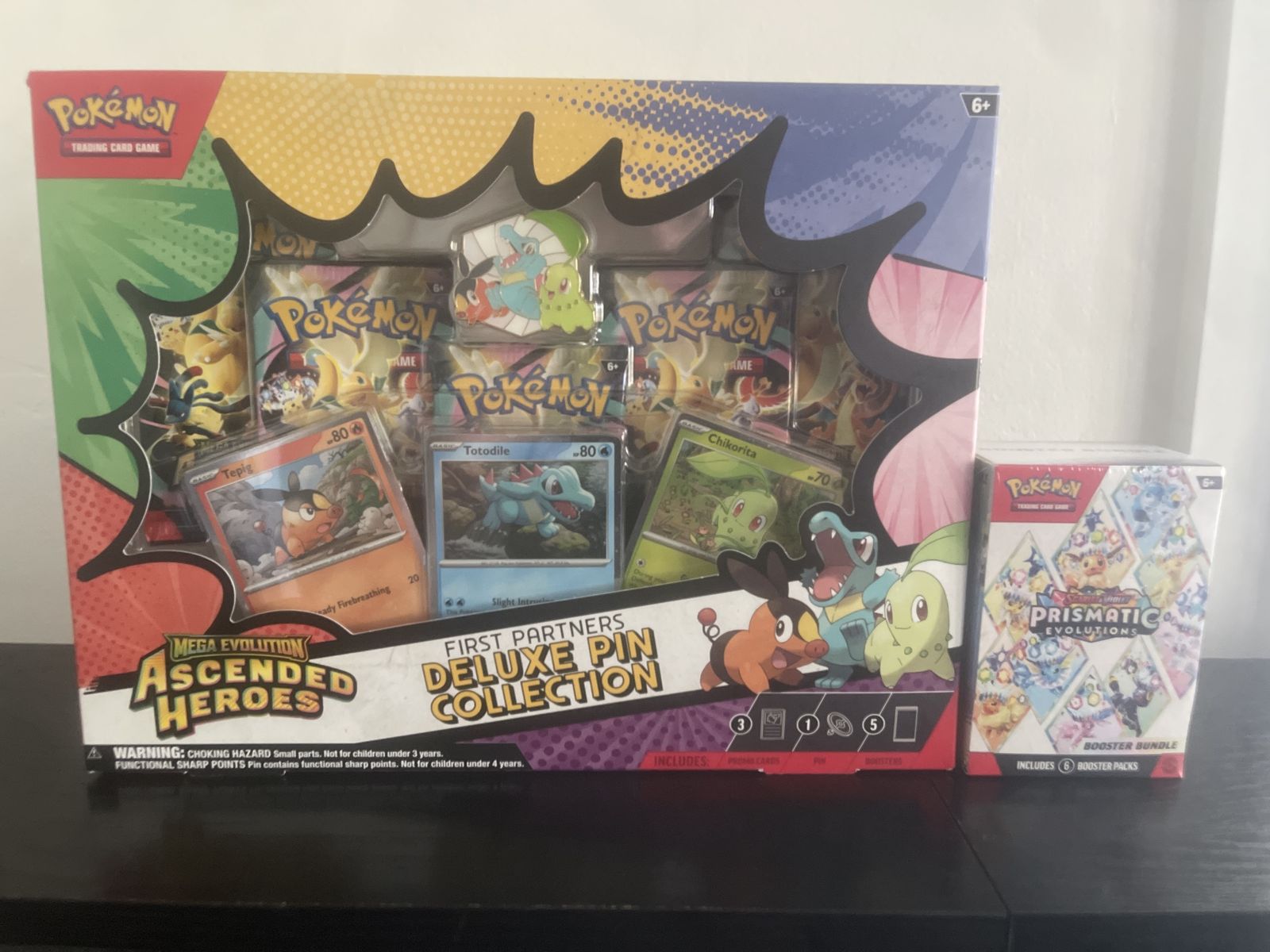 Mega evolution ascended hero’s first partners deluxe pin collection & scarlet&violet prismatic evolutions booster bundle