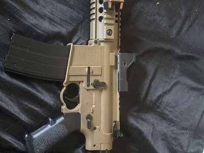 Tan Airsoft Rifle with Magazine, Light Accessory - Used