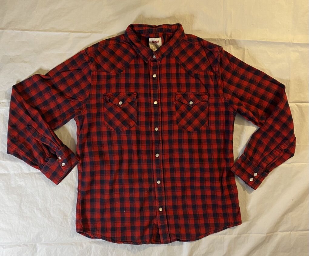 Levi's Buffalo Plaid Pearl Snap Shirt Youth XL
