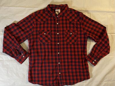 Levi's Buffalo Plaid Pearl Snap Shirt Youth XL