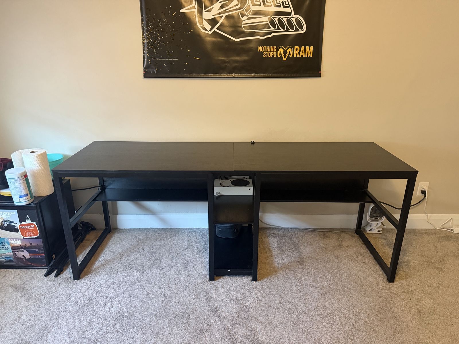Black Double Desk with Shelf’s