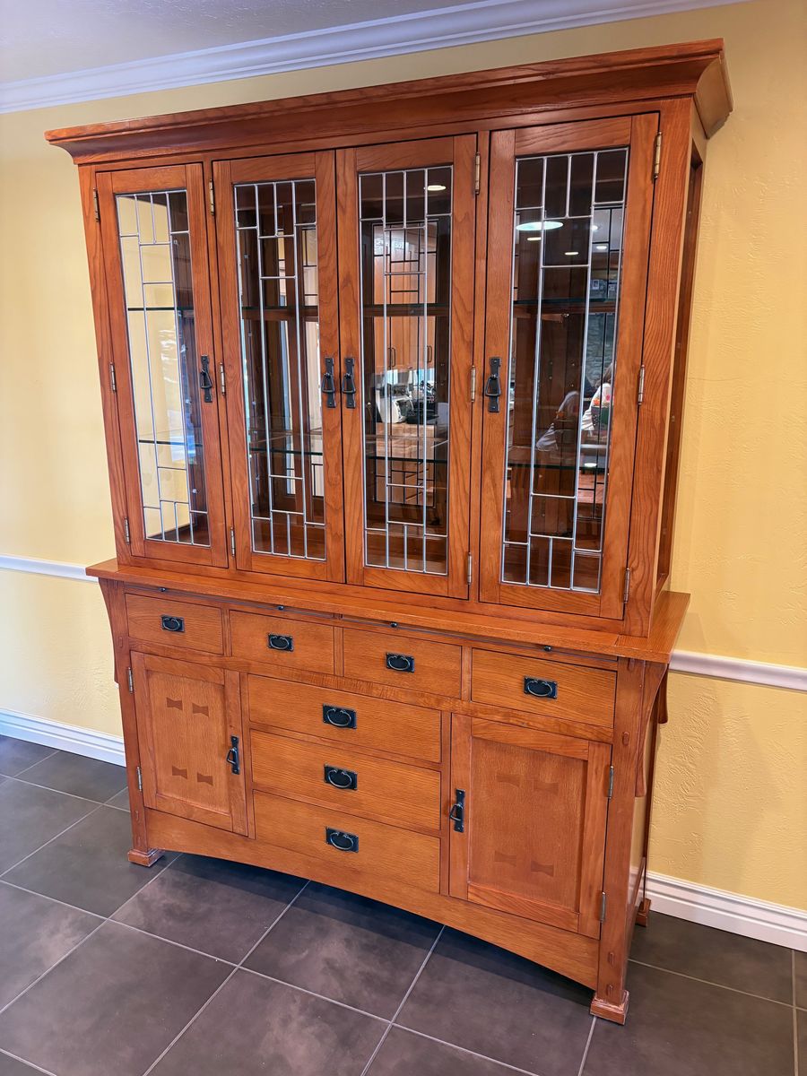Beautiful Kitchen Hutch with Lighted Display Case