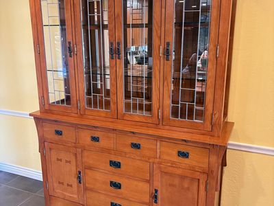Beautiful Kitchen Hutch with Lighted Display Case