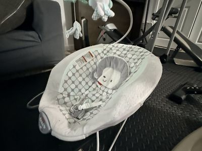 Fisher-Price Infant-to-Toddler Rocker - White/Grey/Green with Mobile and Vibrations