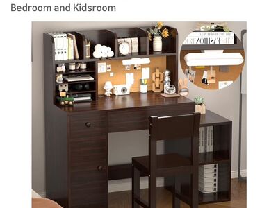 Brown Wooden Kids Study Desk and Chair Set, new