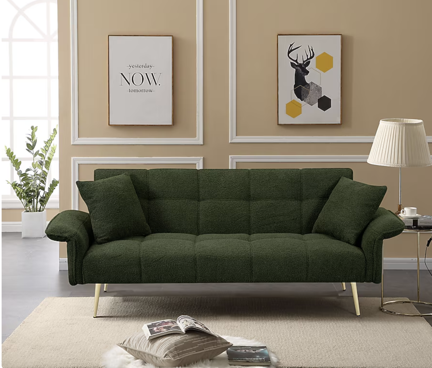 Brand new! 70 inch Velvet Green Couch / Futon