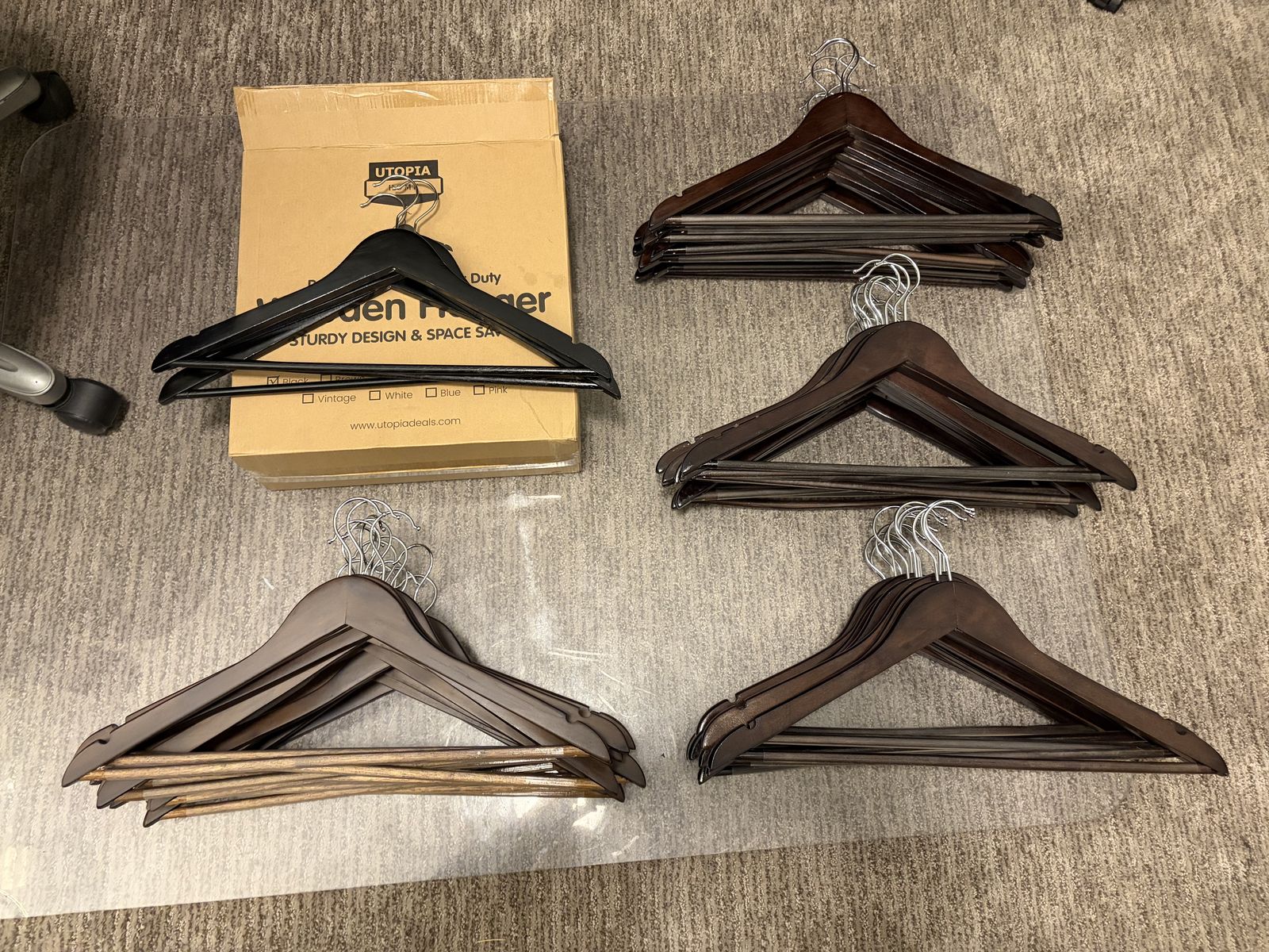 71 Wooden Clothes Hangers – 20 New, 51 Used