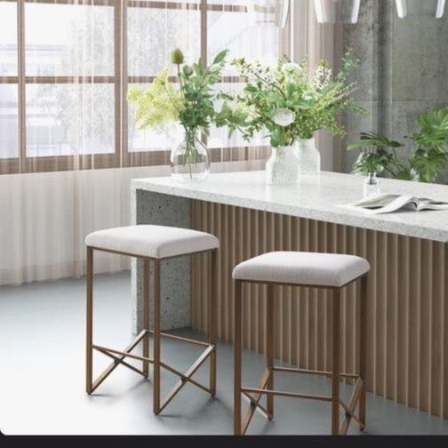 Set of 2 Ivory Wood Counter Stools – Brand New in Box – Great Deal