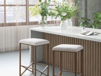 Set of 2 Ivory Wood Counter Stools – Brand New in Box – Great Deal