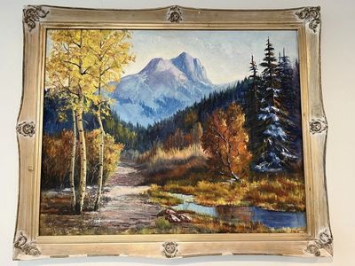 “ First Snow” - Pinecrest Utah Original 1966 Oil Painting signed