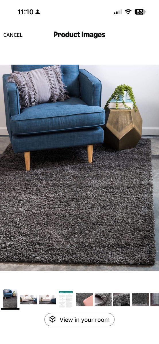 Luxurious Charcoal Gray Shag Area Rug - Soft & Cozy Floor Decor