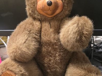 wooden plush wooden faced bear