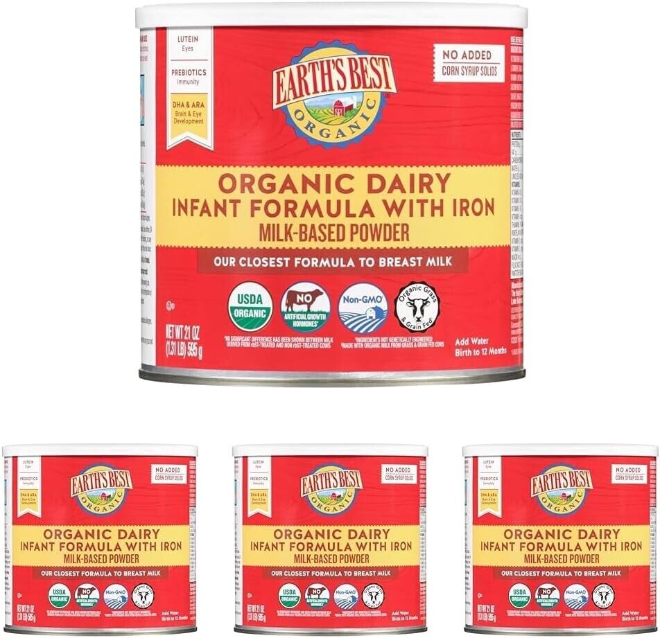 Your Baby's Brighter Future Earth's Best Organic Infant Formula 4 Pack 12/2026