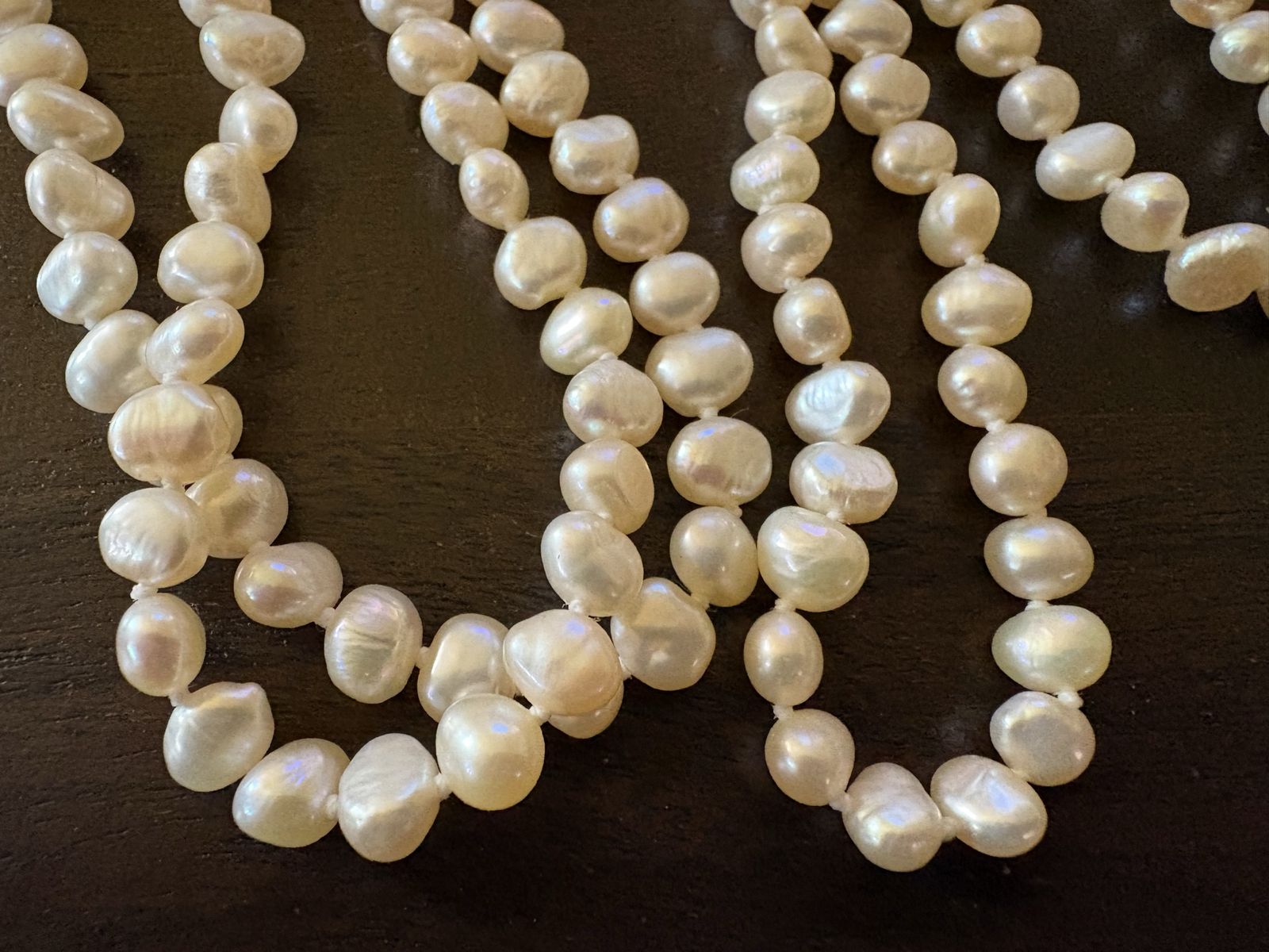 Extra Long 70 Inch Baroque Pearls w/ Pinkish Color