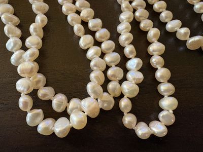 Extra Long 70 Inch Baroque Pearls w/ Pinkish Color
