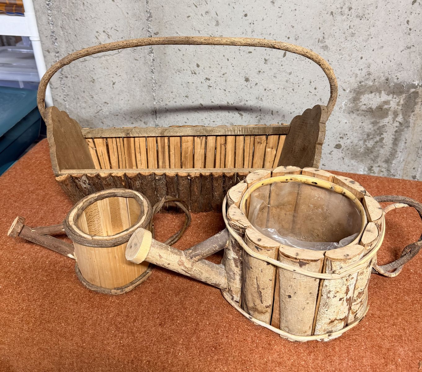 Rustic Bark & Twig Planter Set (3 Pieces) Farmhouse / Cottagecore Décor