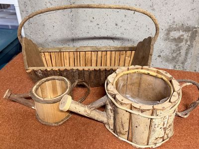 Rustic Bark & Twig Planter Set (3 Pieces) Farmhouse / Cottagecore Décor