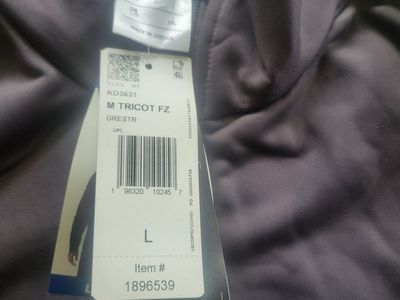 Adidas Tricot Men's Full-Zip Track Jacket Gray Size Large