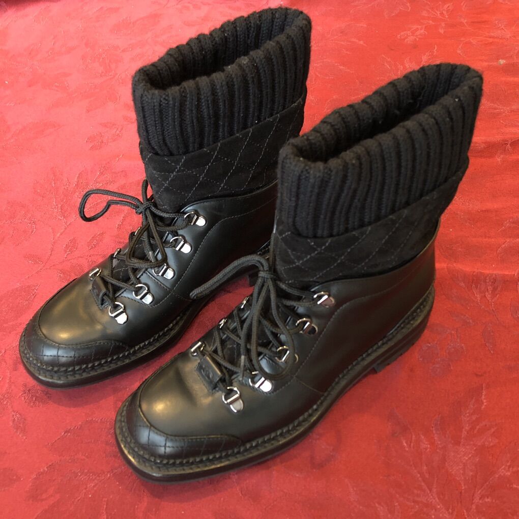 Chanel CC Womans Combat Boots sz 40 9 9.5