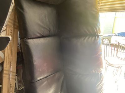 FREE!! Black Faux Leather Sectional Couch Piece - Used Poor Condition