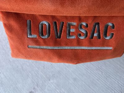 Lovesac Giant Bean Bag Chair - Excellent Condition, Orange Cover