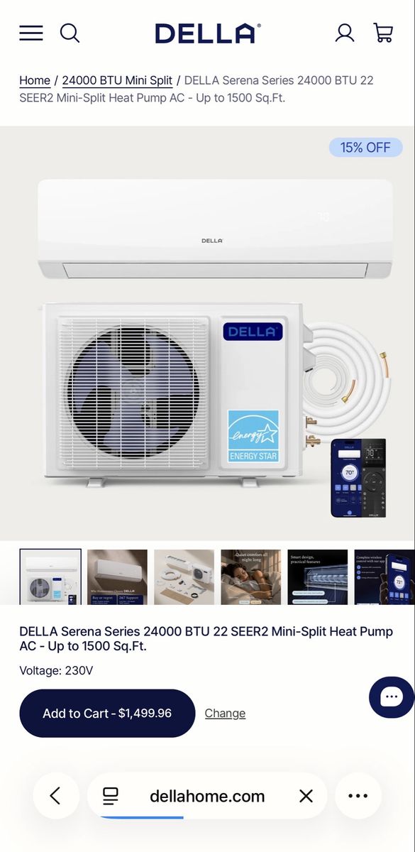 NEW DELLA 24,000 BTU (2 Ton) Mini Split Heat Pump – Complete System