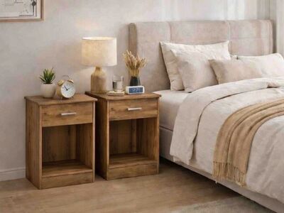 NEW 2 Nightstands Natural Wood veneer