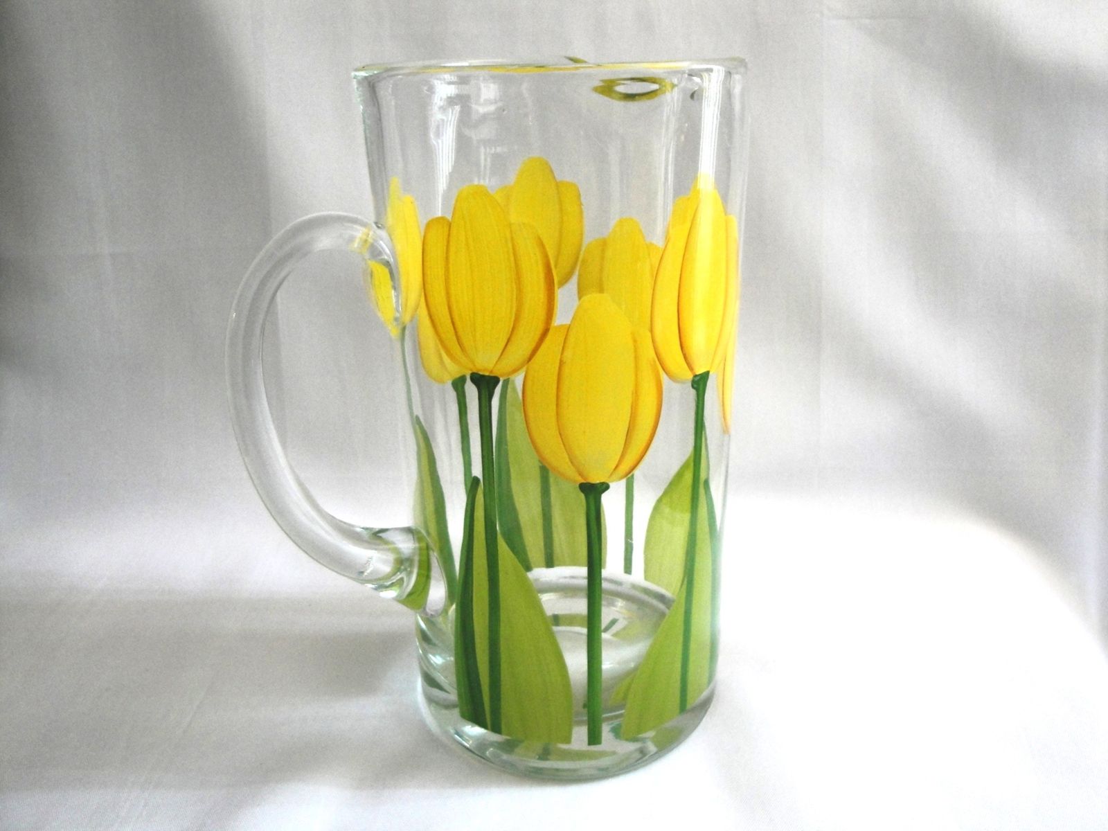 Vintage Glass Tulip Water Pitcher 
