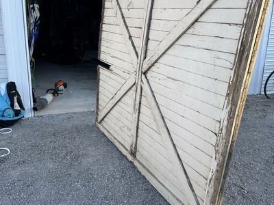 Real wood antique service station door