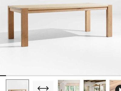 New Crate & Barrel Terra 90" Natural White Oak Solid Wood Dining Table For 8
