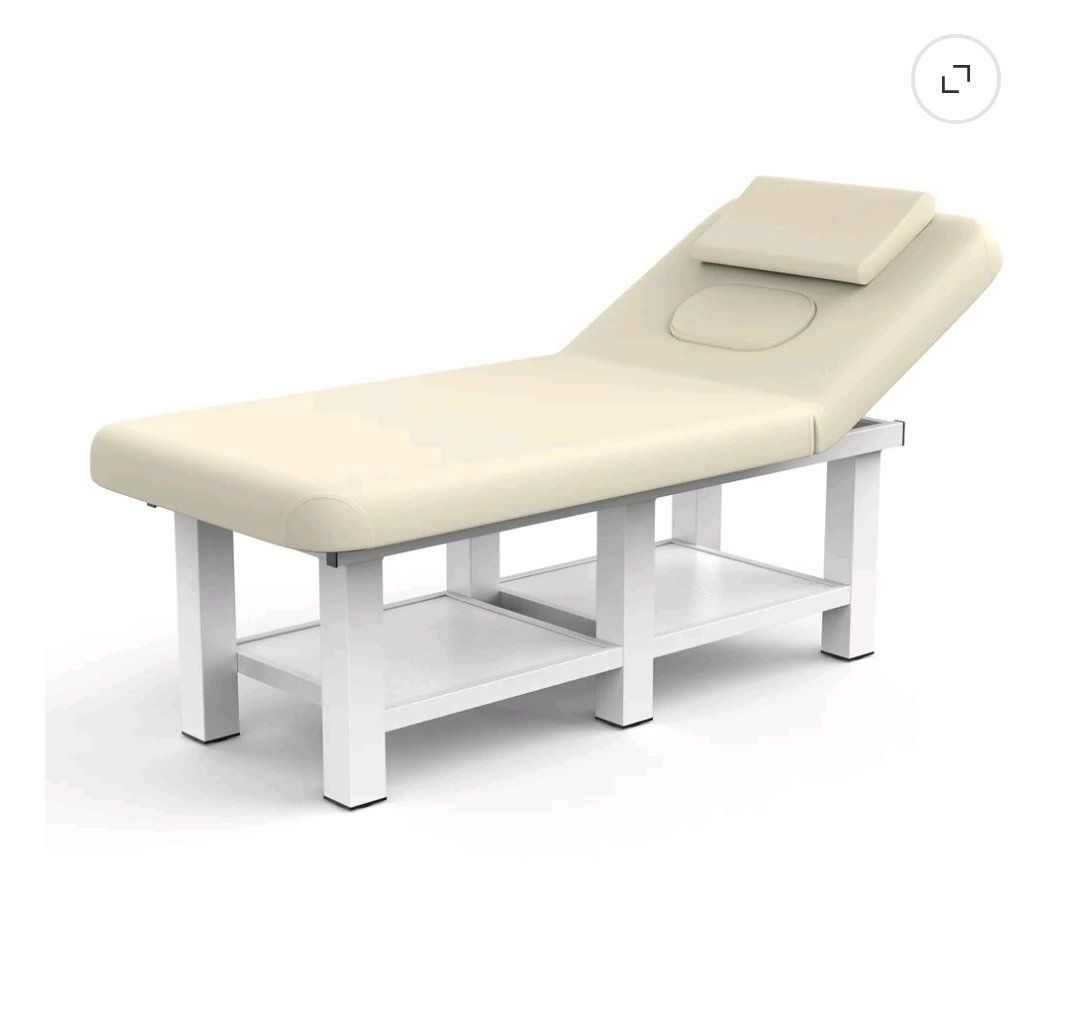 Adjustable Cream Massage Table with Face Cradle & Adjustable Height for Salon/Spa/Tattoo