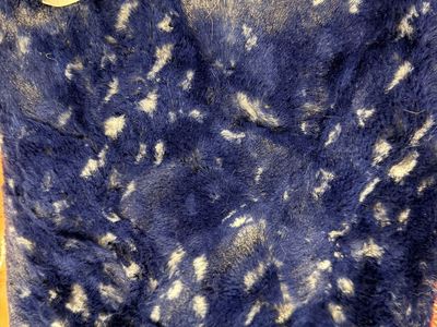 Blue and White Faux Fur Fabric Piece 32 inch x WOF