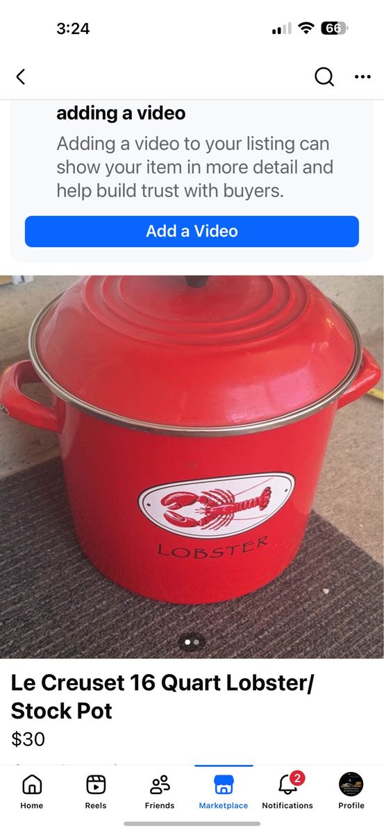 Le Creuset Red Enamel on Steel 16 Qt Lobster Stock Pot with Lid