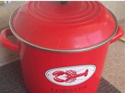 Le Creuset Red Enamel on Steel 16 Qt Lobster Stock Pot with Lid