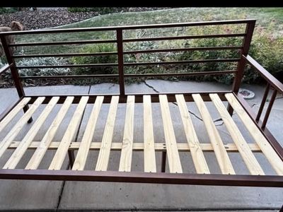 Mid-Century Modern Wooden Daybed Frame with Slats