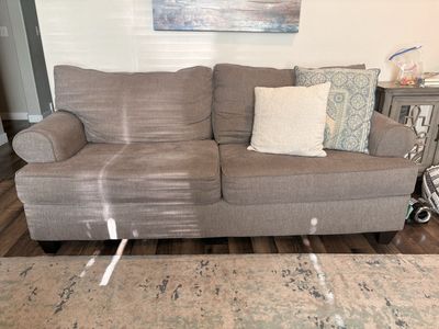(2) Cozy Gray Fabric Loveseat Sofa - Great for Small Spaces - $50 each