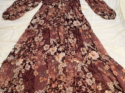 Altar'd State Floral Patchwork Long Sleeve Maxi Dress Size XS