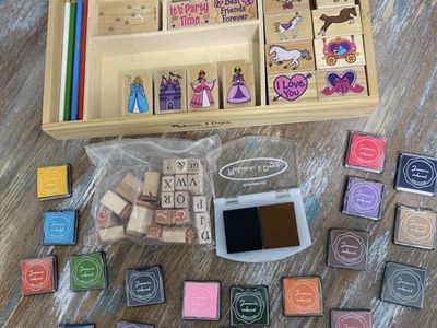 Melissa & Doug Deluxe Stamp Set Horses, Happy Birthday Stamps, Princess, Ink Pads