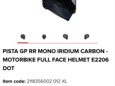 AGV Pista GP RR Mono Iridium Carbon Full Face Helmet - Size XL