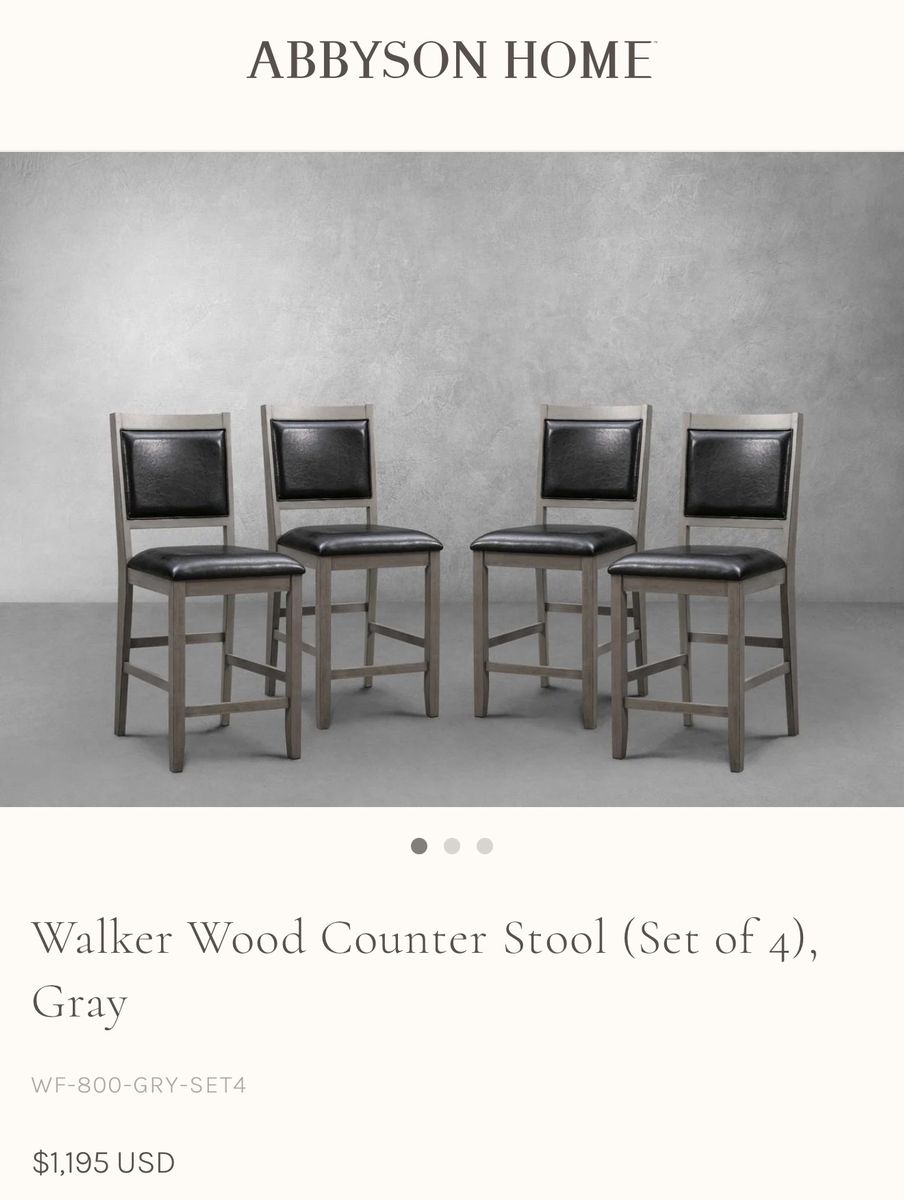 Walker Wood Counter Stool (Set of 4), light Gray