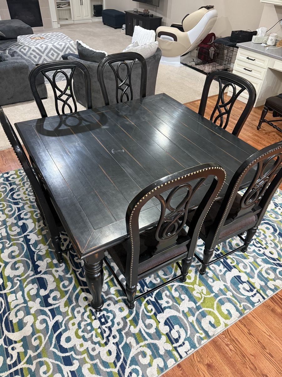 Table and Padded Chairs solid wood