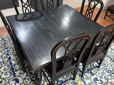 Table and Padded Chairs solid wood