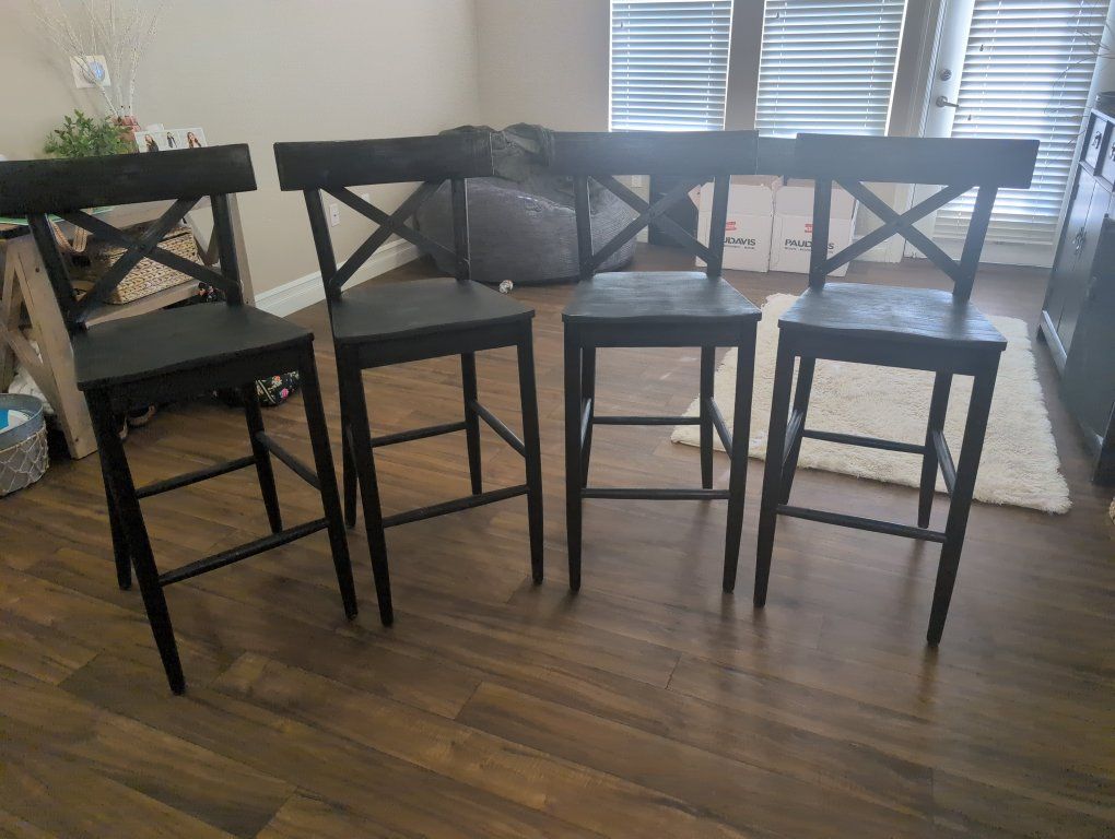 4 bar height black bar stools